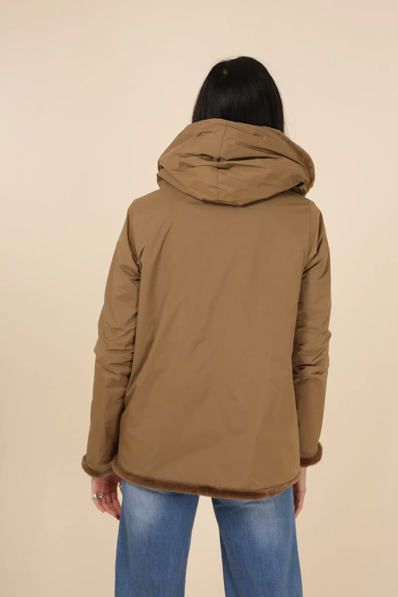 Imperméable fourré réversible court