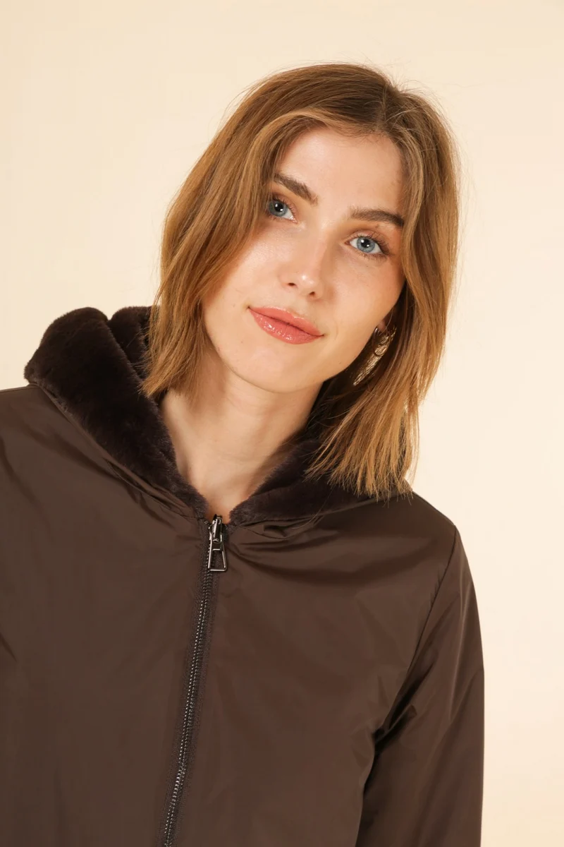 Imperméable fourré réversible court