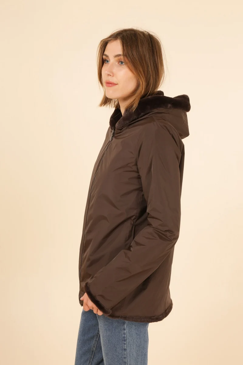 Imperméable fourré réversible court