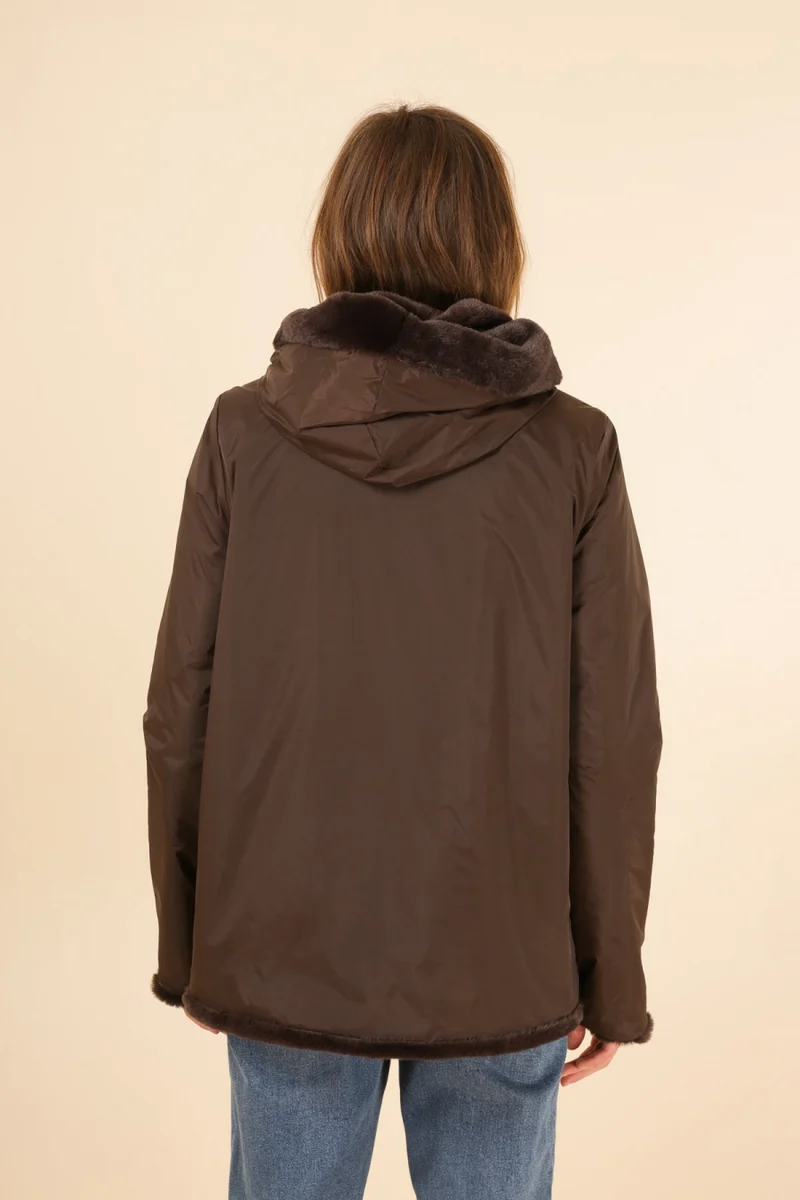 Imperméable fourré réversible court