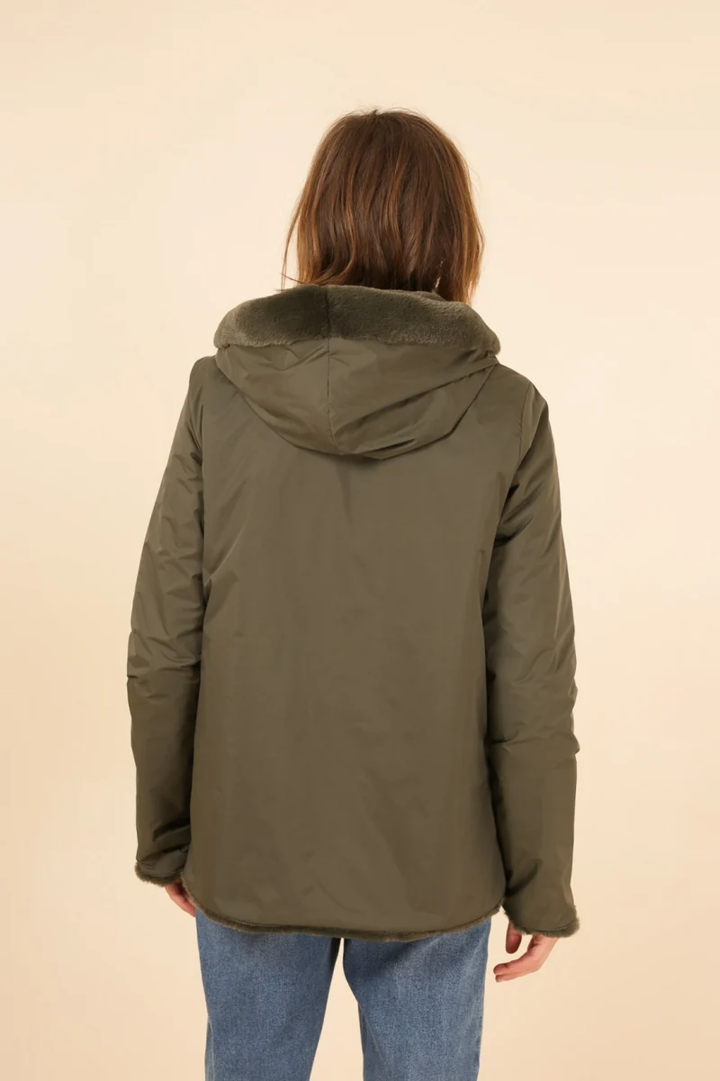 Imperméable fourré réversible court