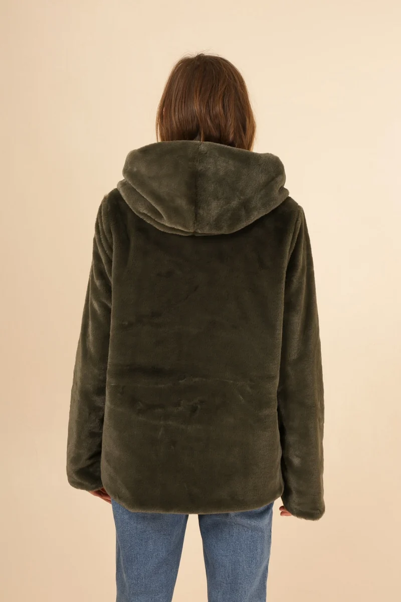 Imperméable fourré réversible court