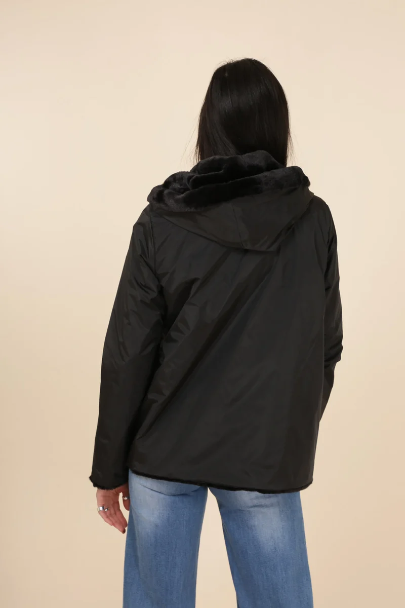 Imperméable fourré réversible court