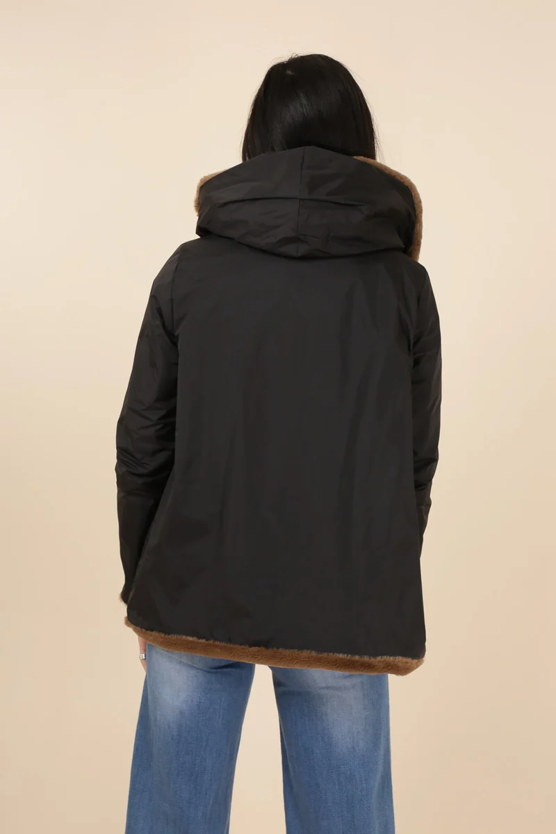 Imperméable fourré réversible court