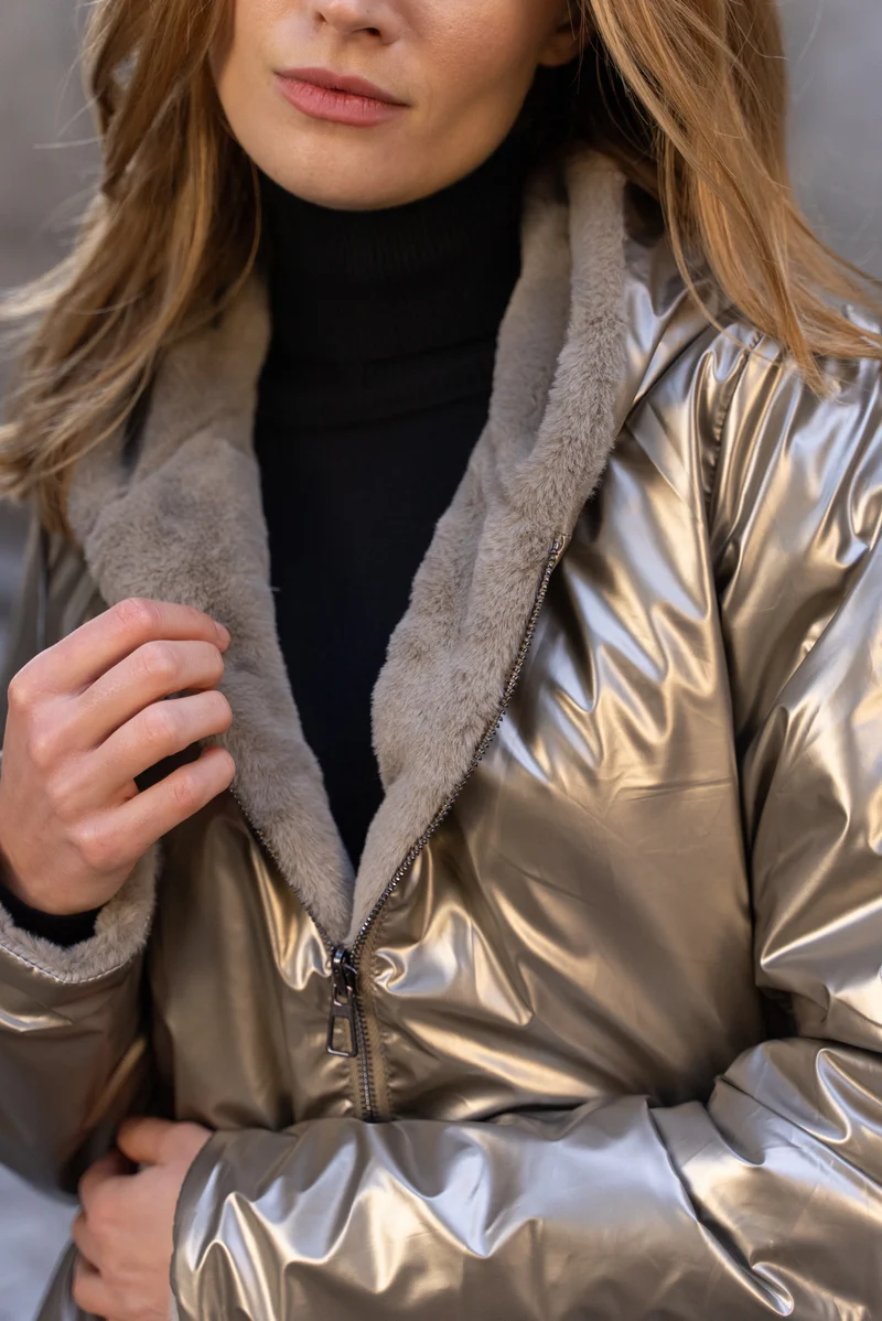 Imperméable fourré réversible court