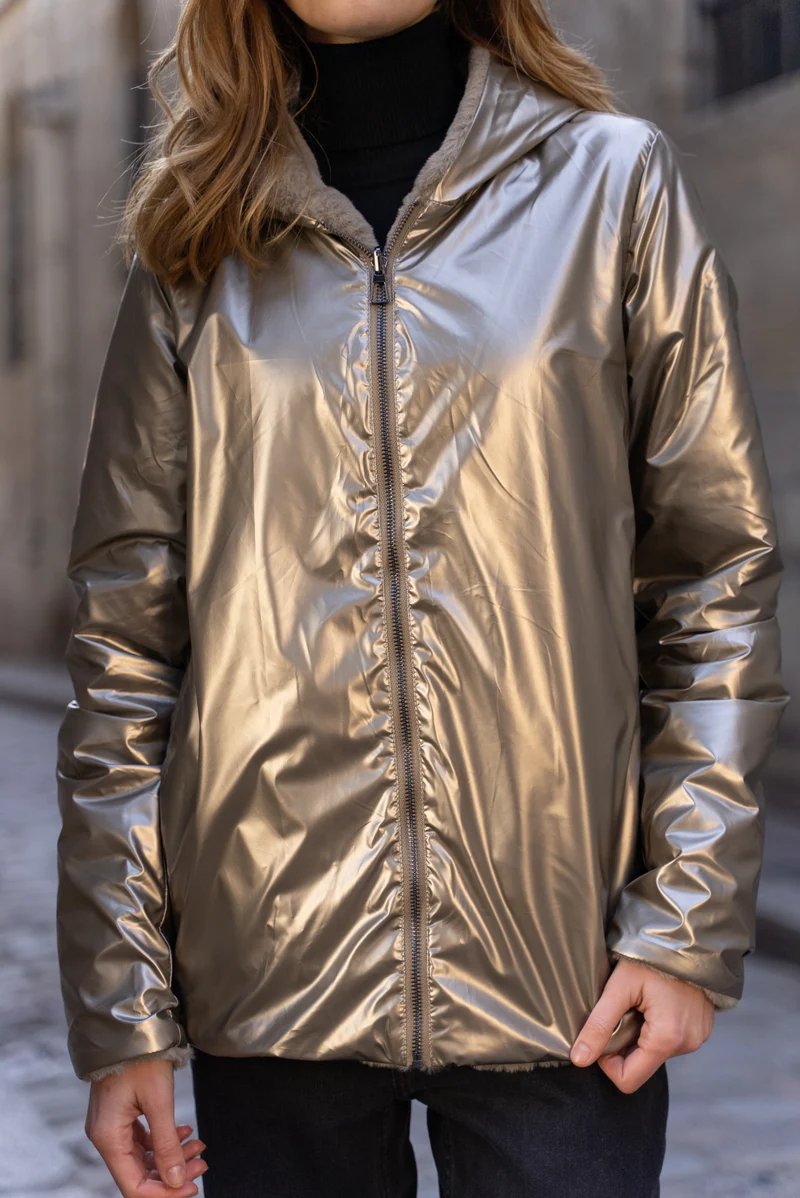 Imperméable fourré réversible court