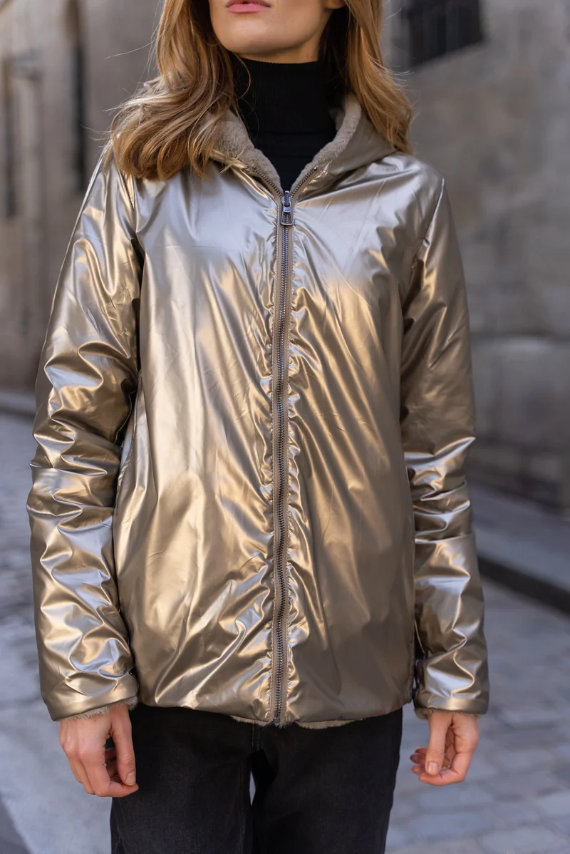 Imperméable fourré réversible court