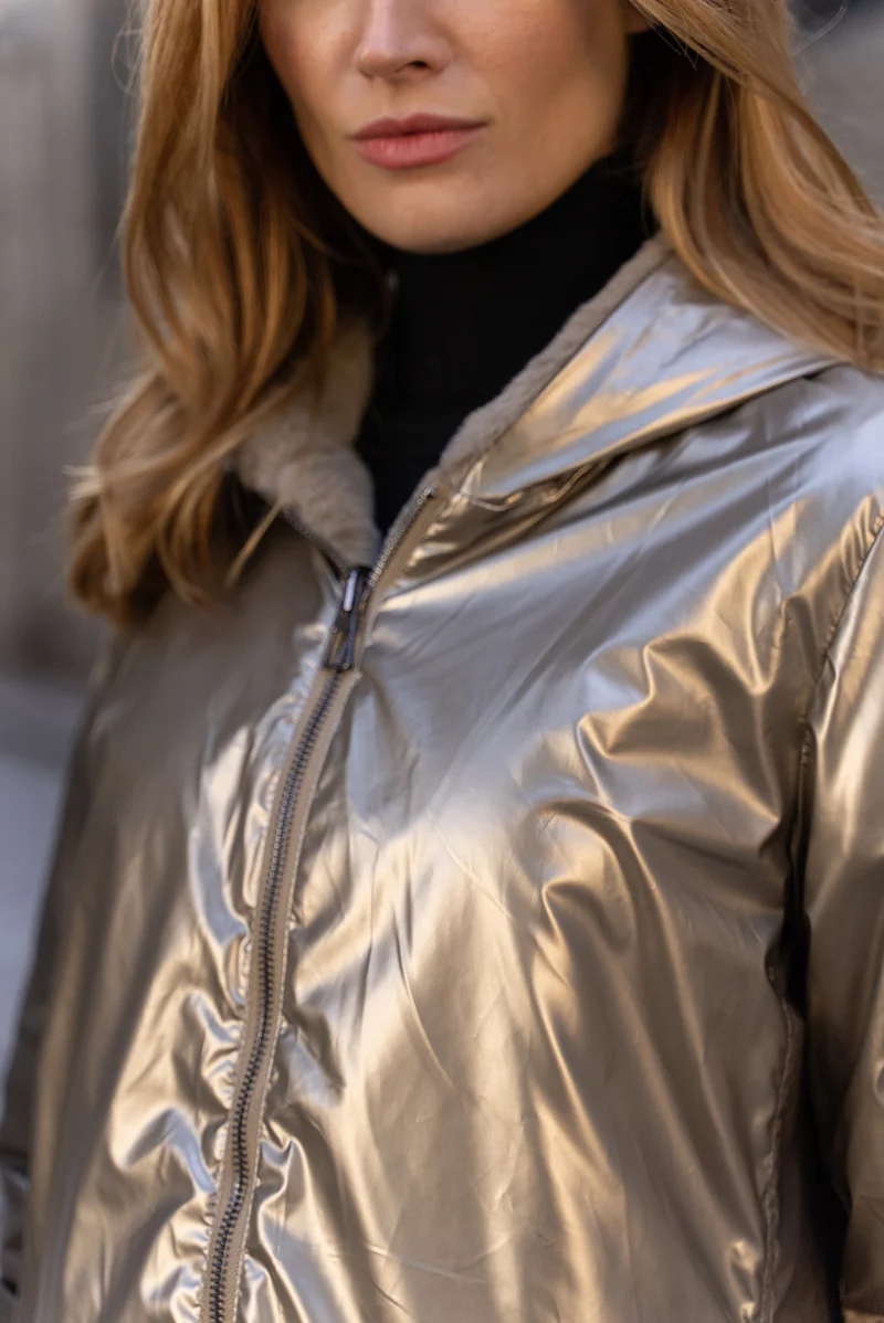 Imperméable fourré réversible court