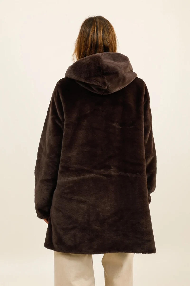 Imperméable fourré réversible long bicolore