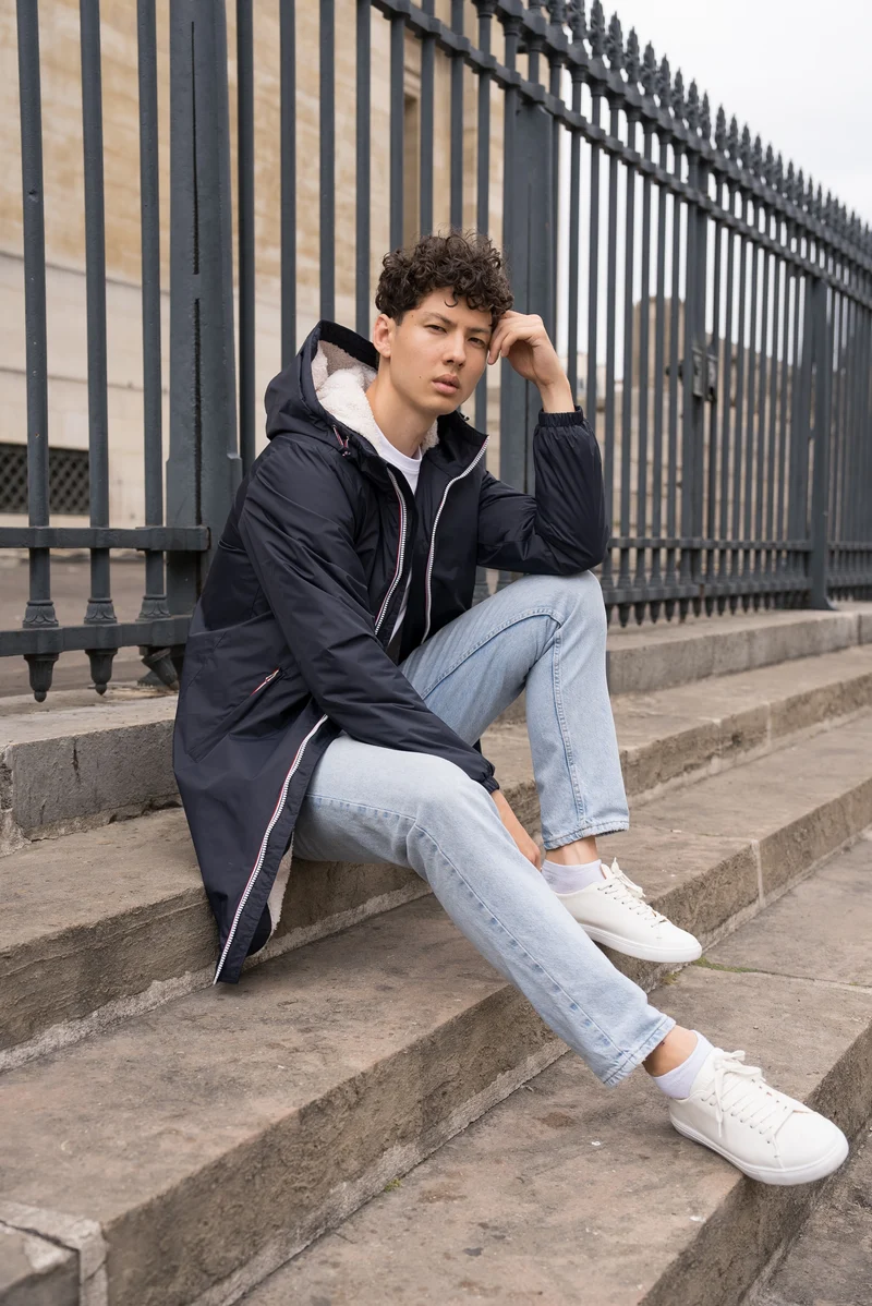 Imperméable fourré long (blanc)