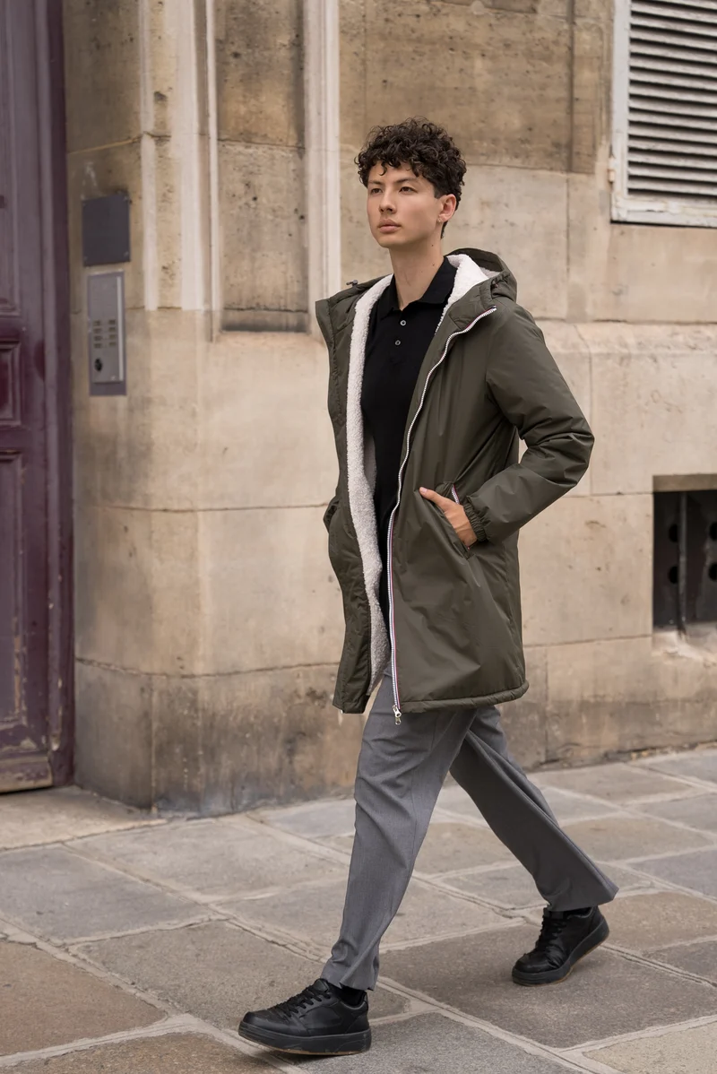 Imperméable fourré long (blanc)
