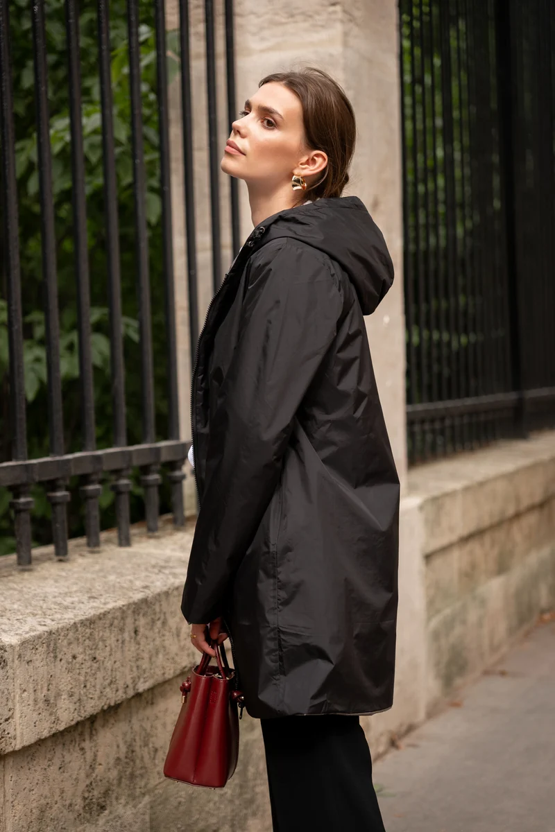 Imperméable réversible long mi-saison brillant