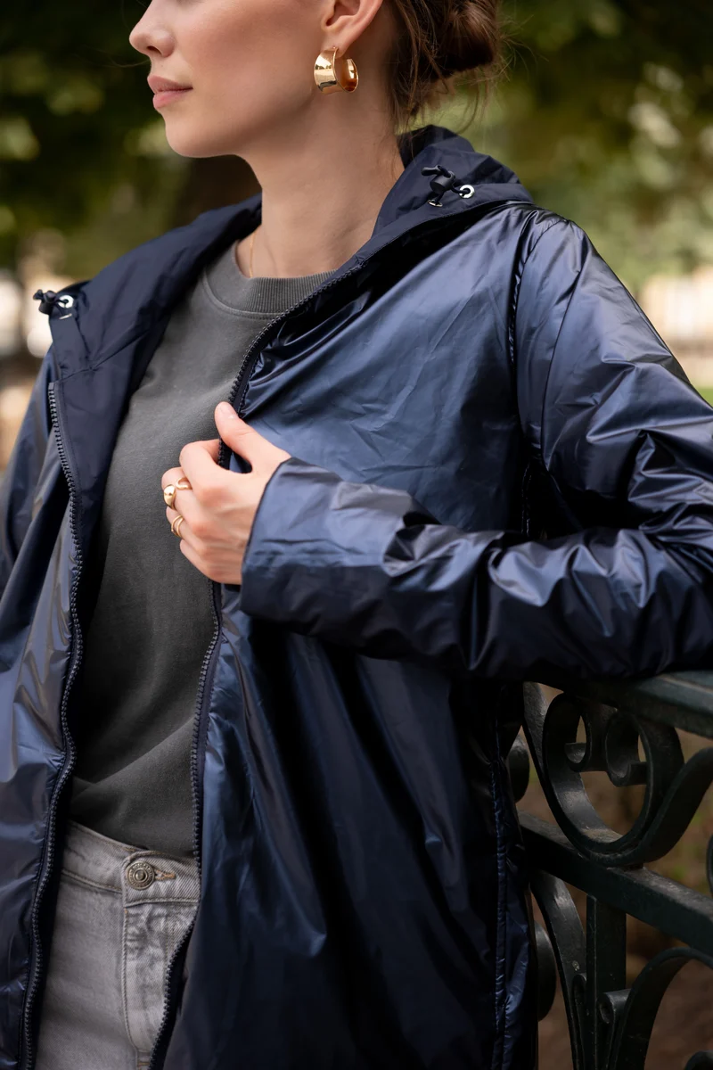 Imperméable réversible long mi-saison brillant