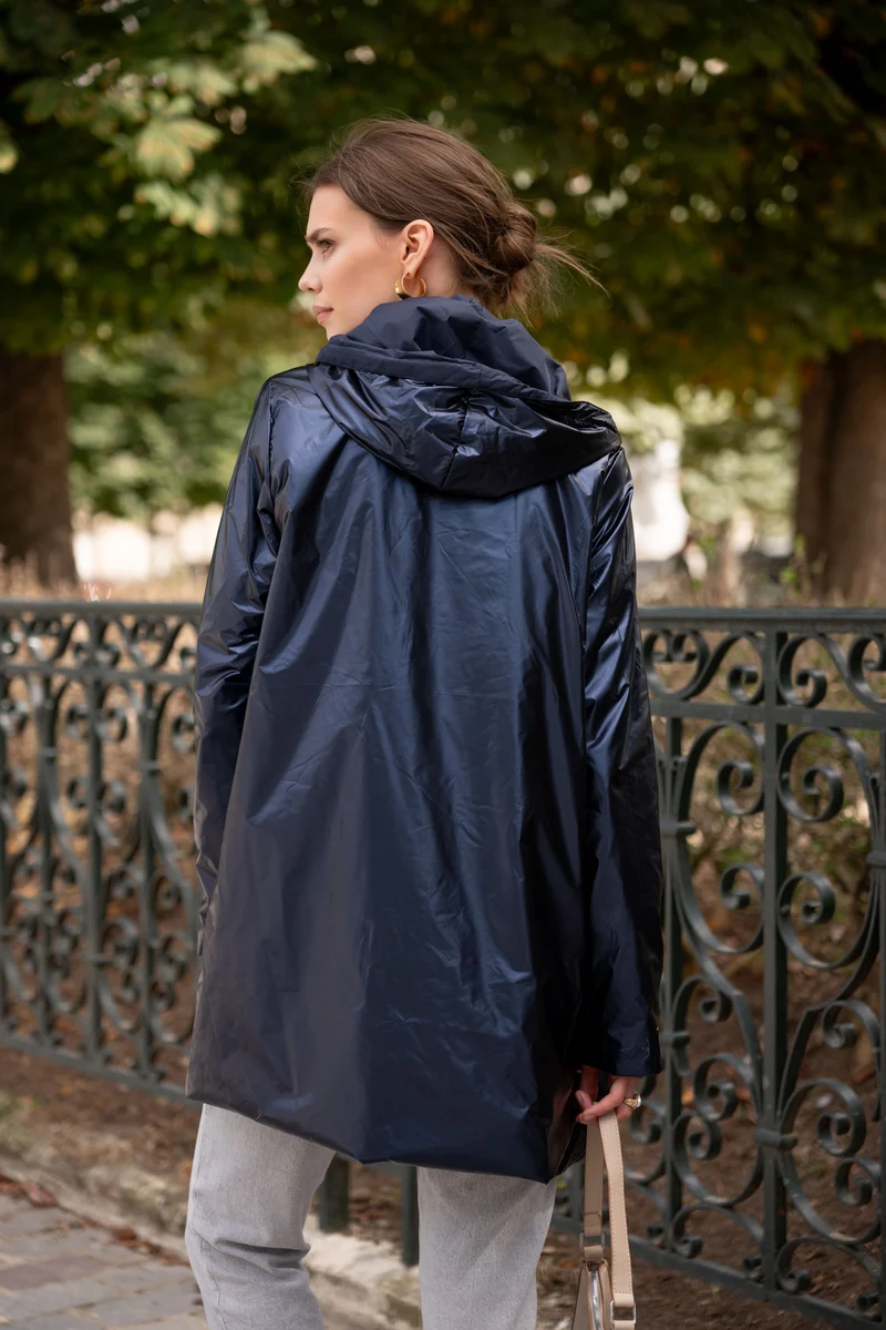 Imperméable réversible long mi-saison brillant