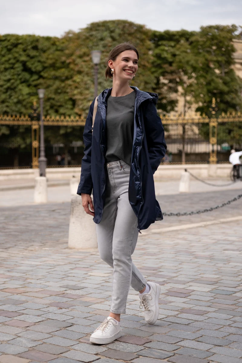 Imperméable réversible long mi-saison brillant