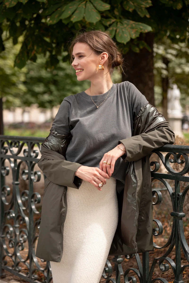 Imperméable réversible long mi-saison brillant