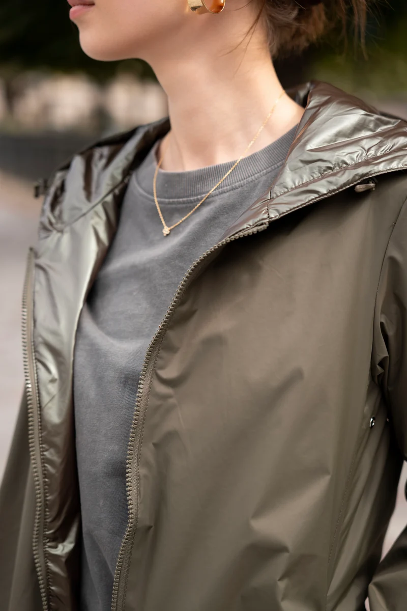 Imperméable réversible long mi-saison brillant