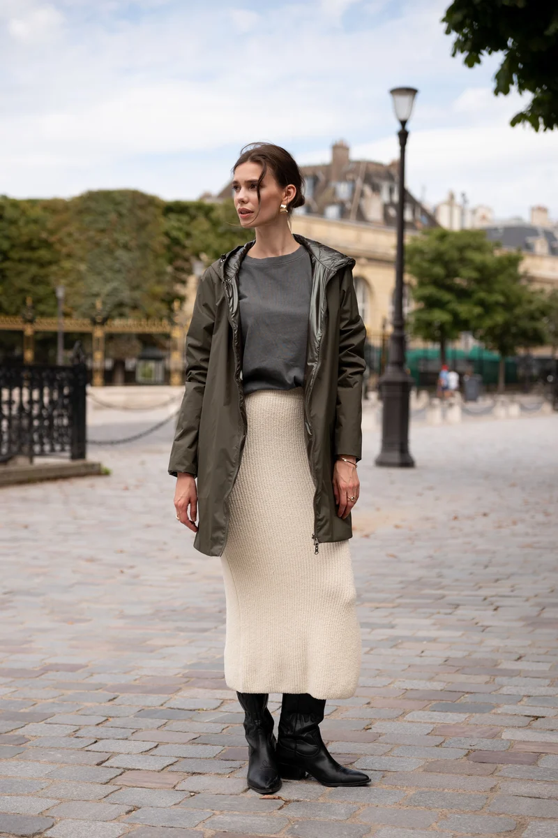 Imperméable réversible long mi-saison brillant