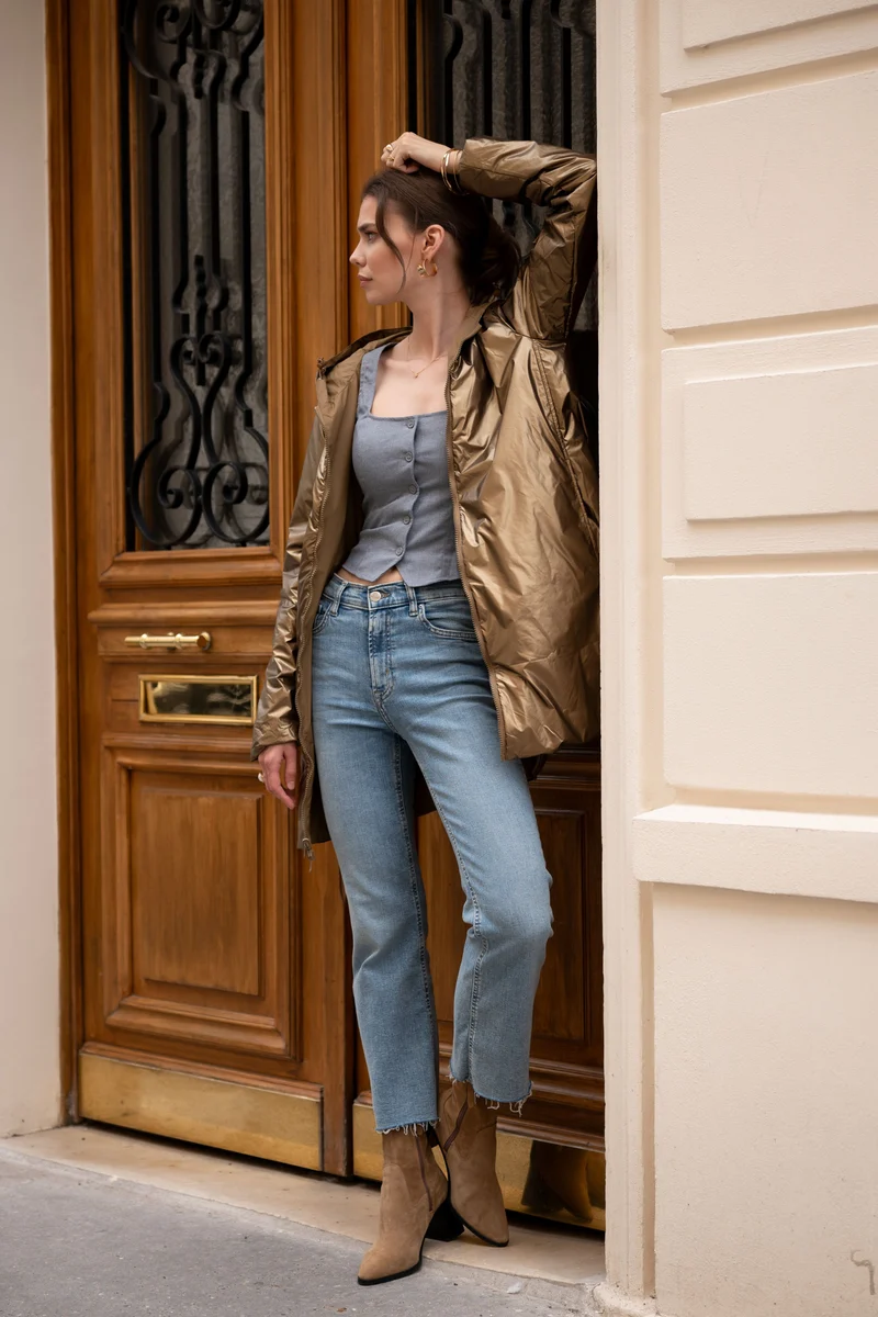 Imperméable réversible long mi-saison brillant