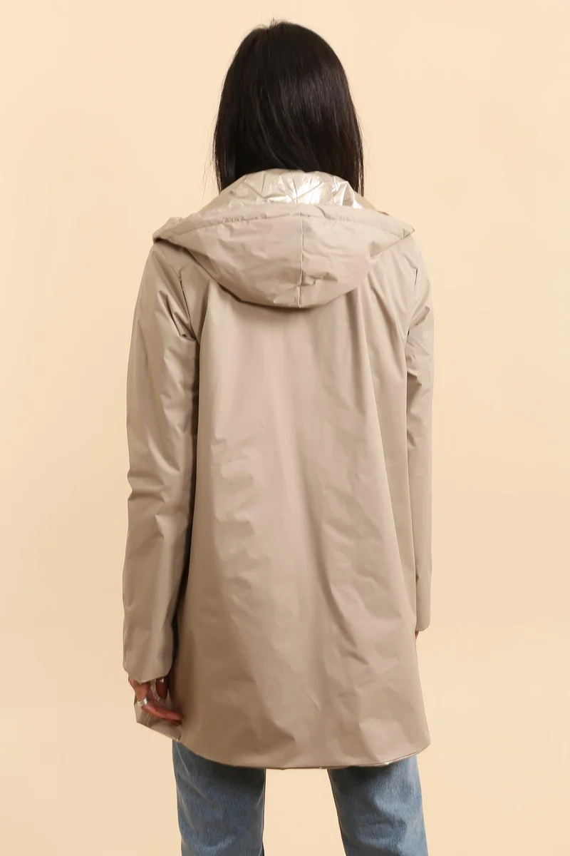 Imperméable réversible long mi-saison brillant