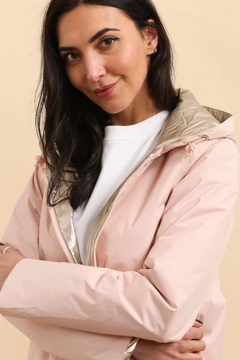 Imperméable réversible long mi-saison brillant