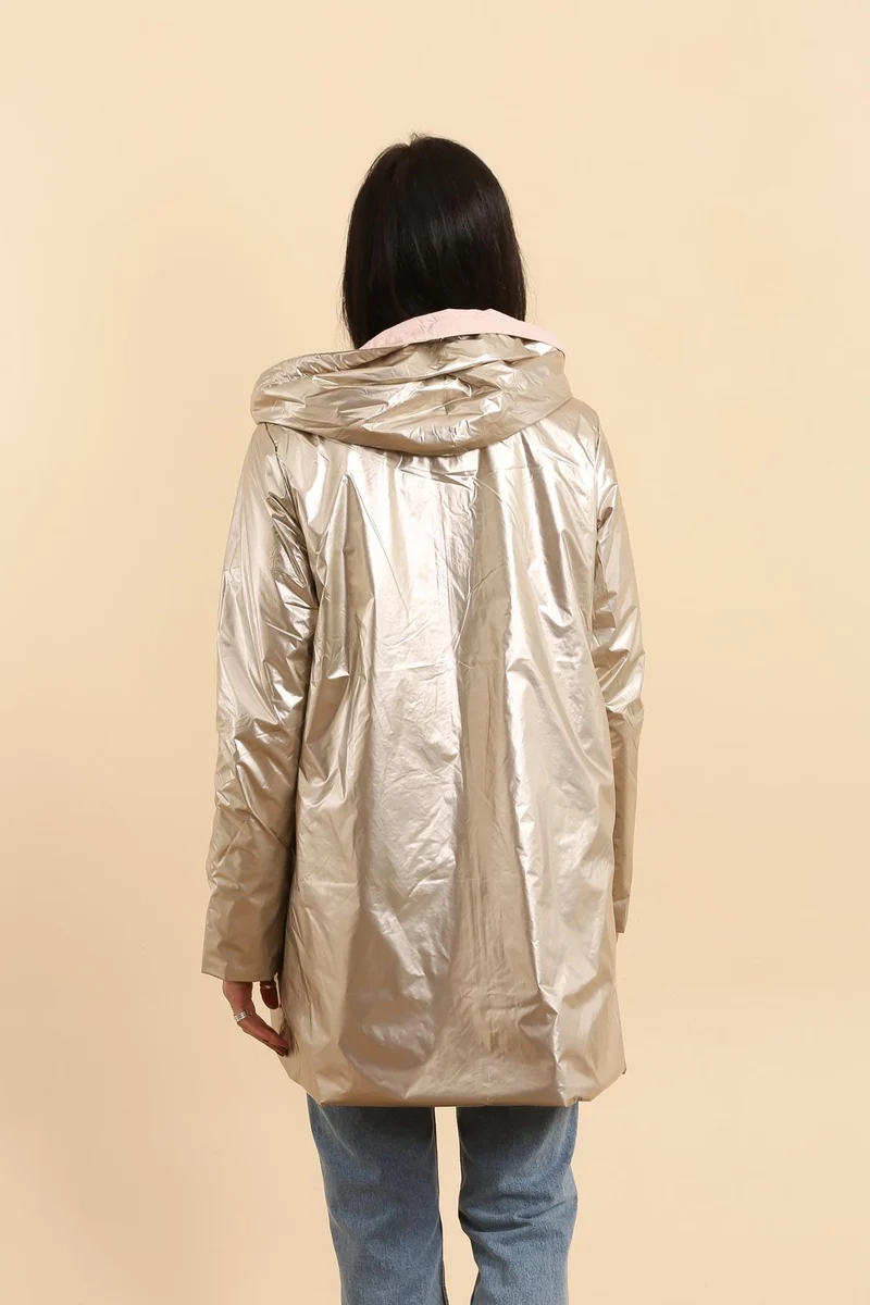 Imperméable réversible long mi-saison brillant