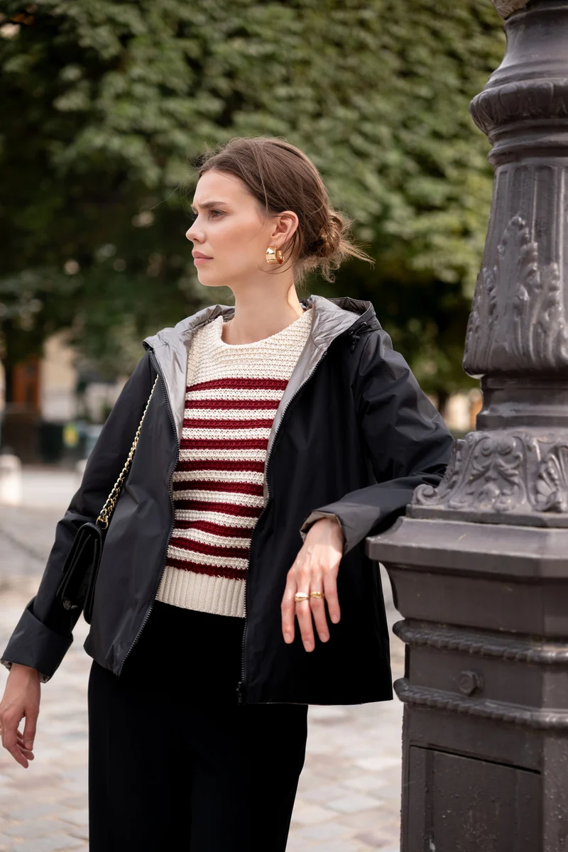 Imperméable réversible court mi-saison brillant