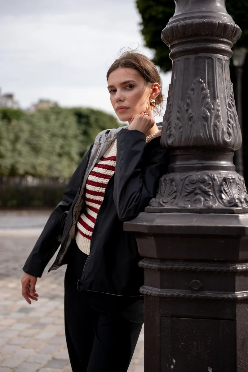 Imperméable réversible court mi-saison brillant
