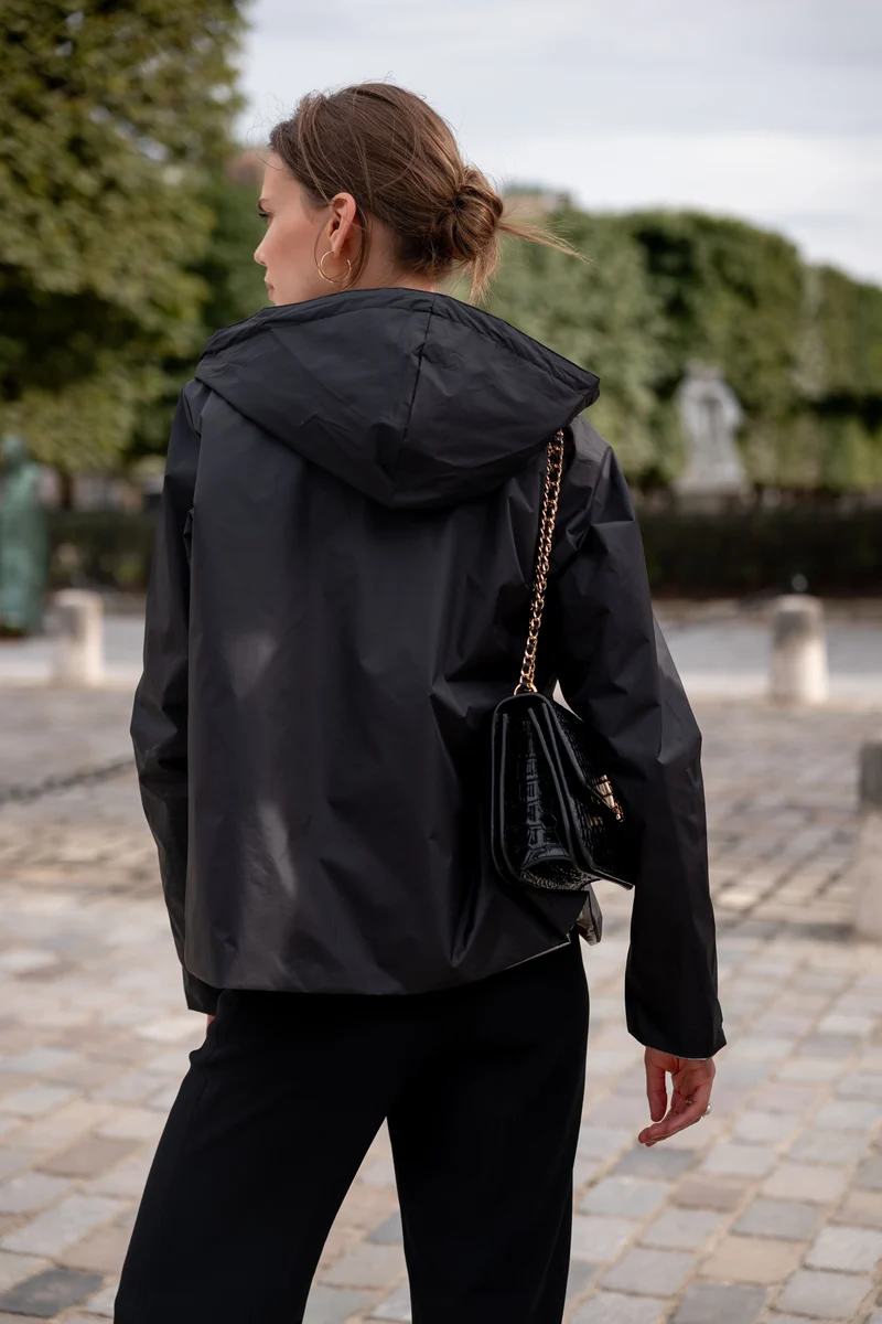 Imperméable réversible court mi-saison brillant