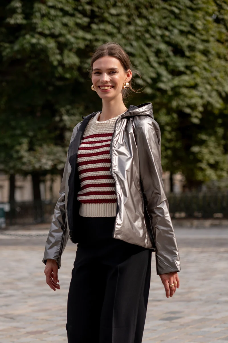 Imperméable réversible court mi-saison brillant