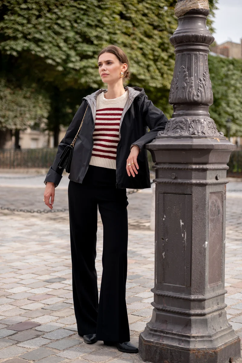 Imperméable réversible court mi-saison brillant