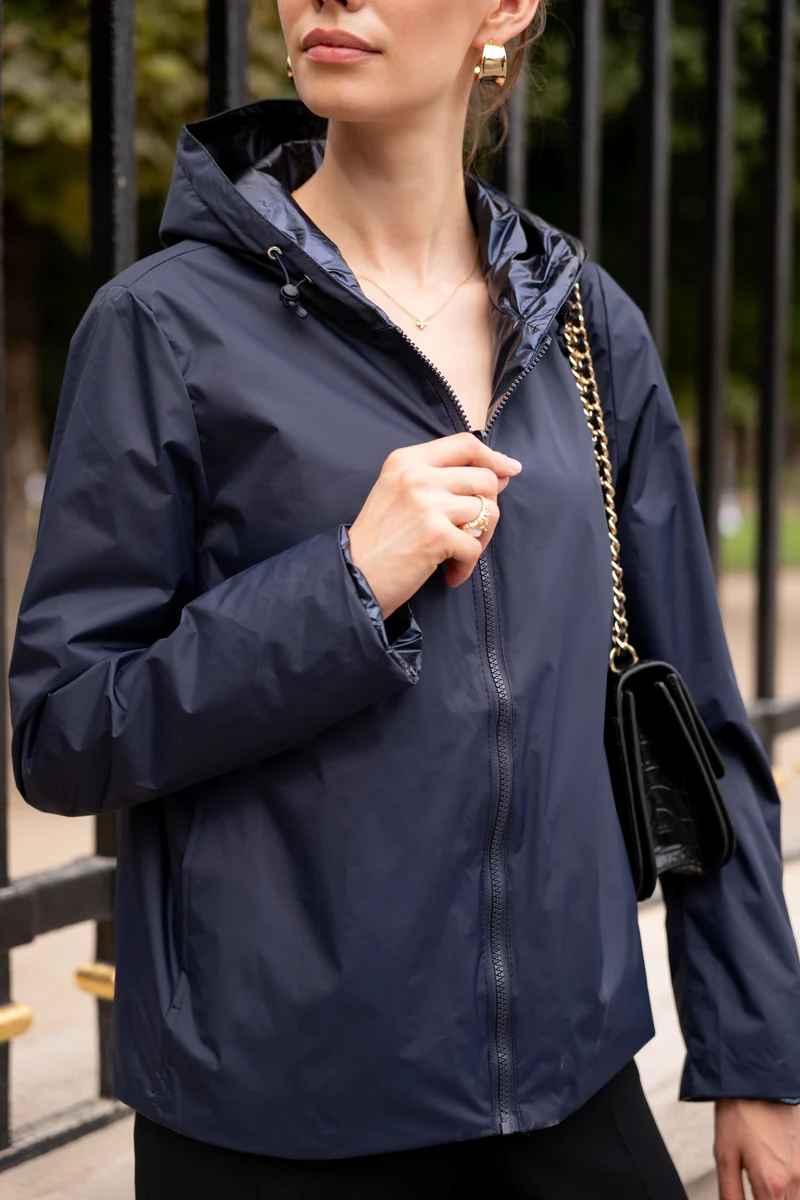 Imperméable réversible court mi-saison brillant