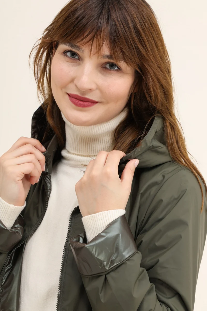 Imperméable réversible court mi-saison brillant