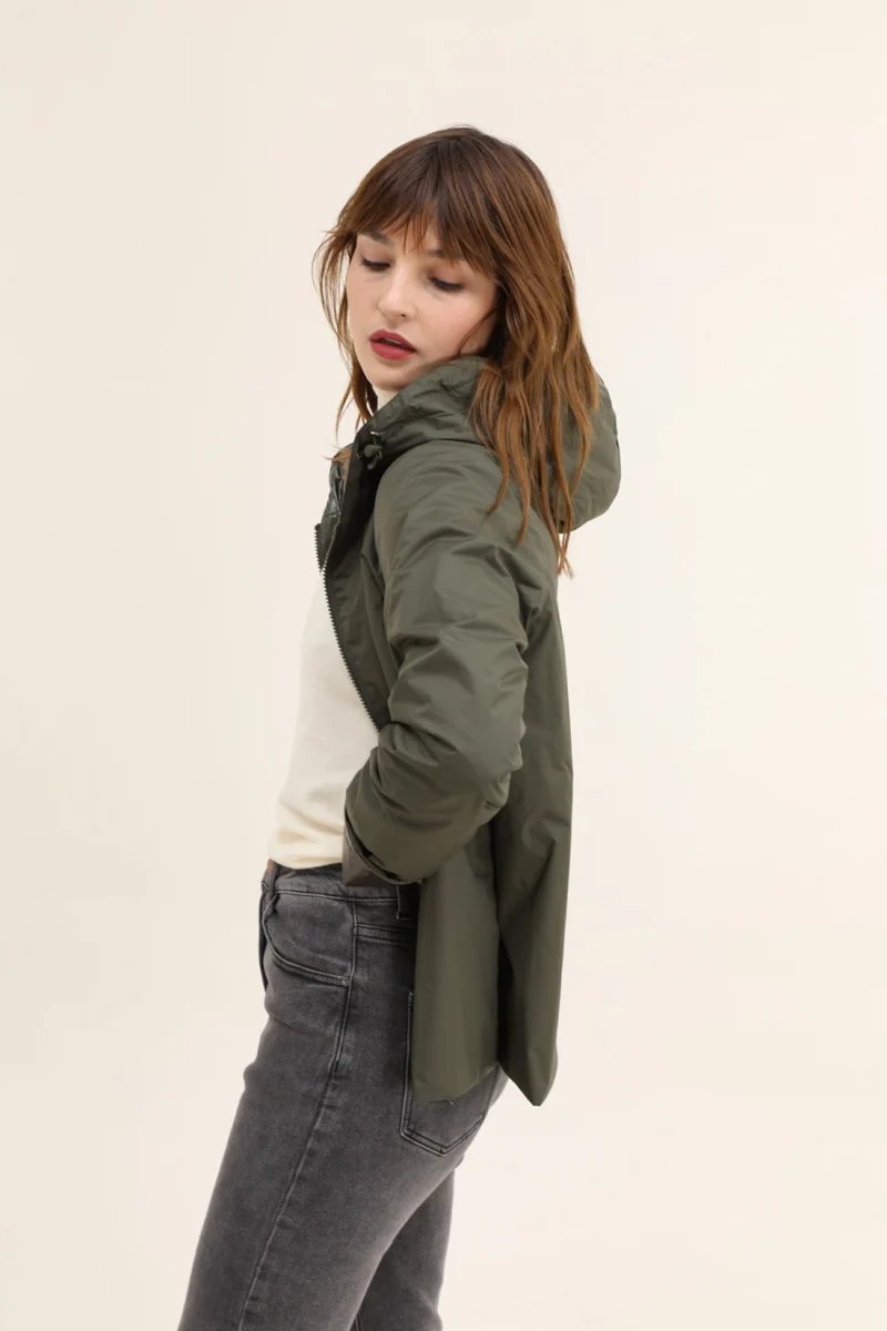 Imperméable réversible court mi-saison brillant