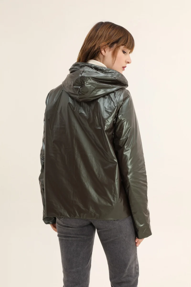 Imperméable réversible court mi-saison brillant