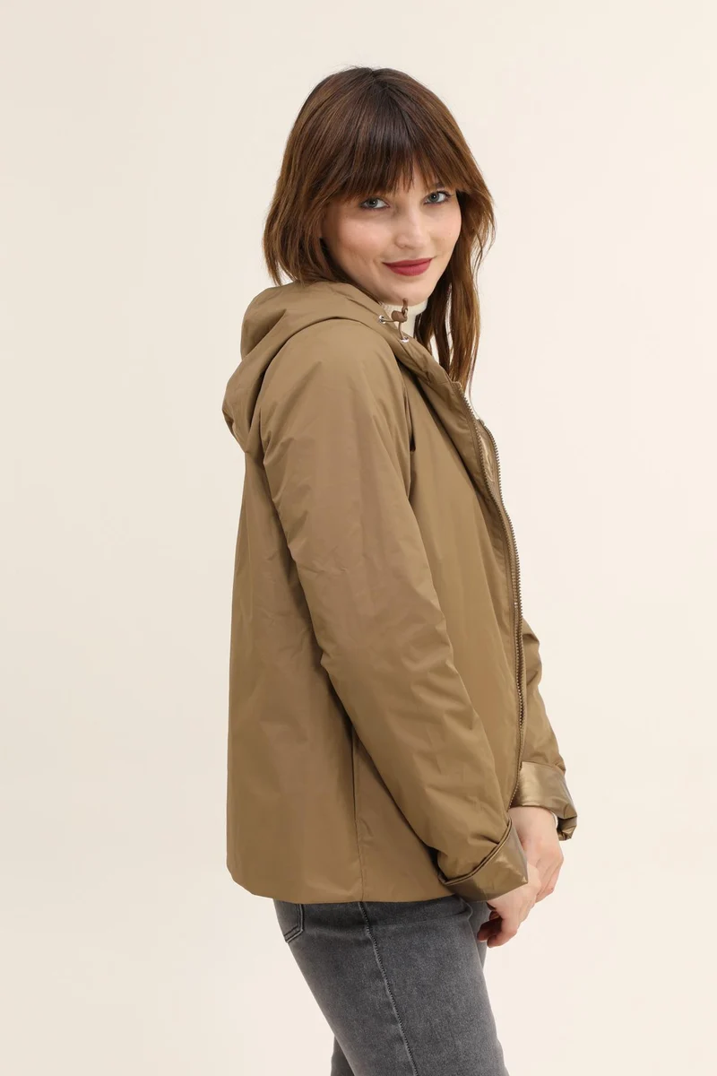 Imperméable réversible court mi-saison brillant