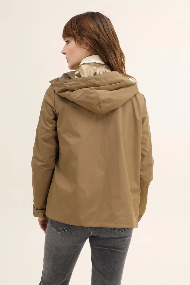 Imperméable réversible court mi-saison brillant