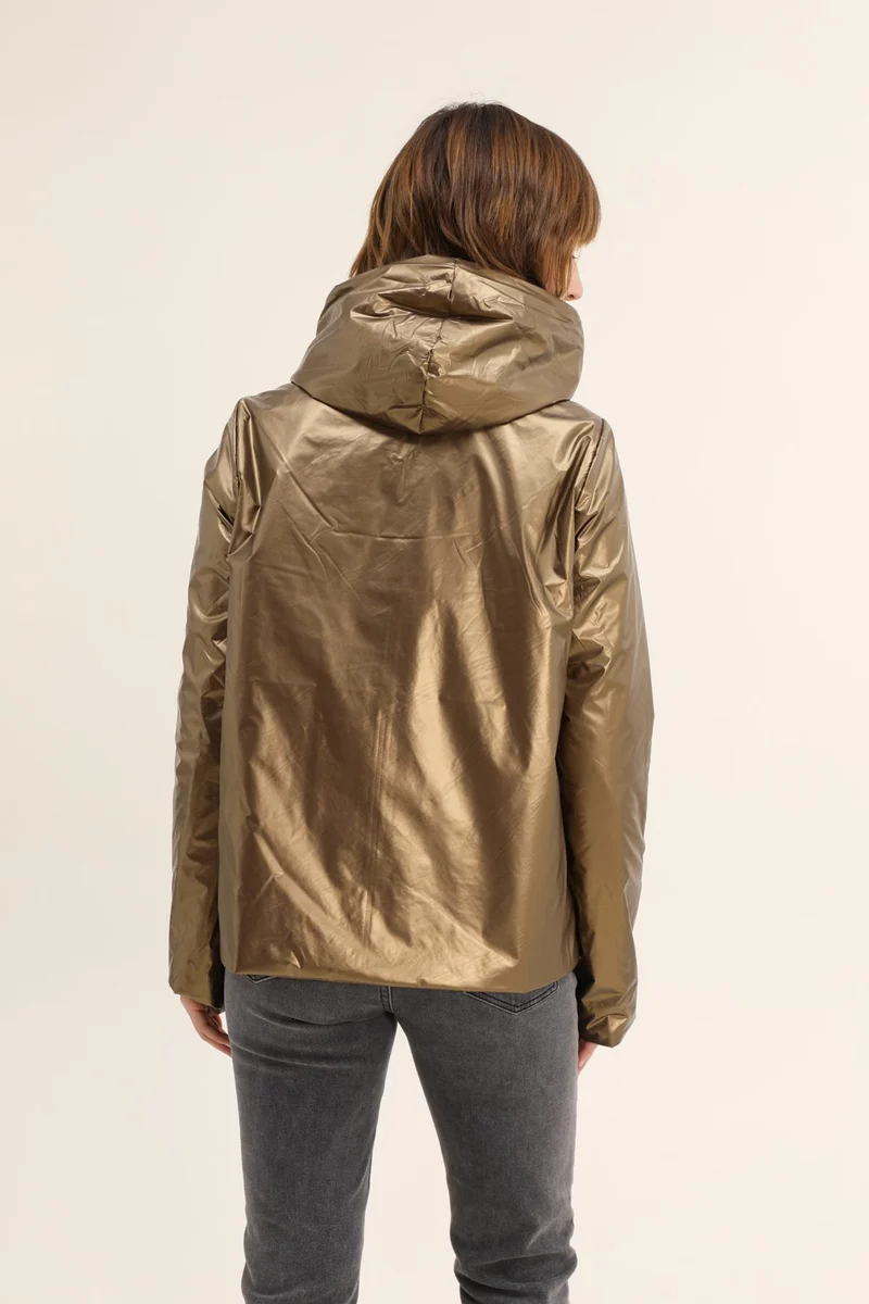 Imperméable réversible court mi-saison brillant