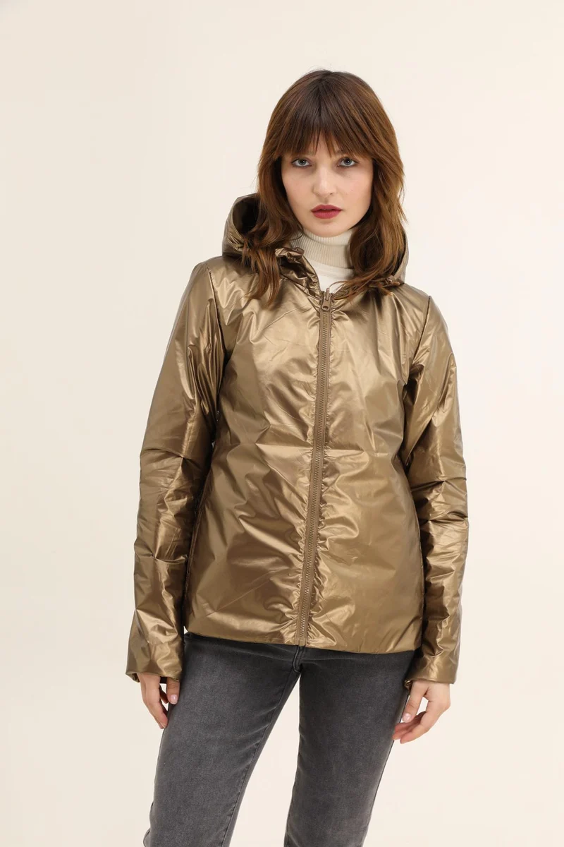 Imperméable réversible court mi-saison brillant