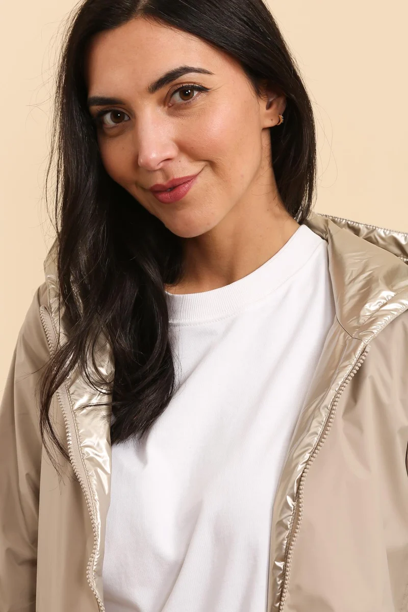Imperméable réversible court mi-saison brillant