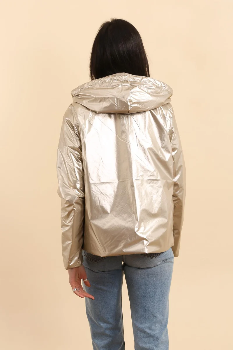Imperméable réversible court mi-saison brillant