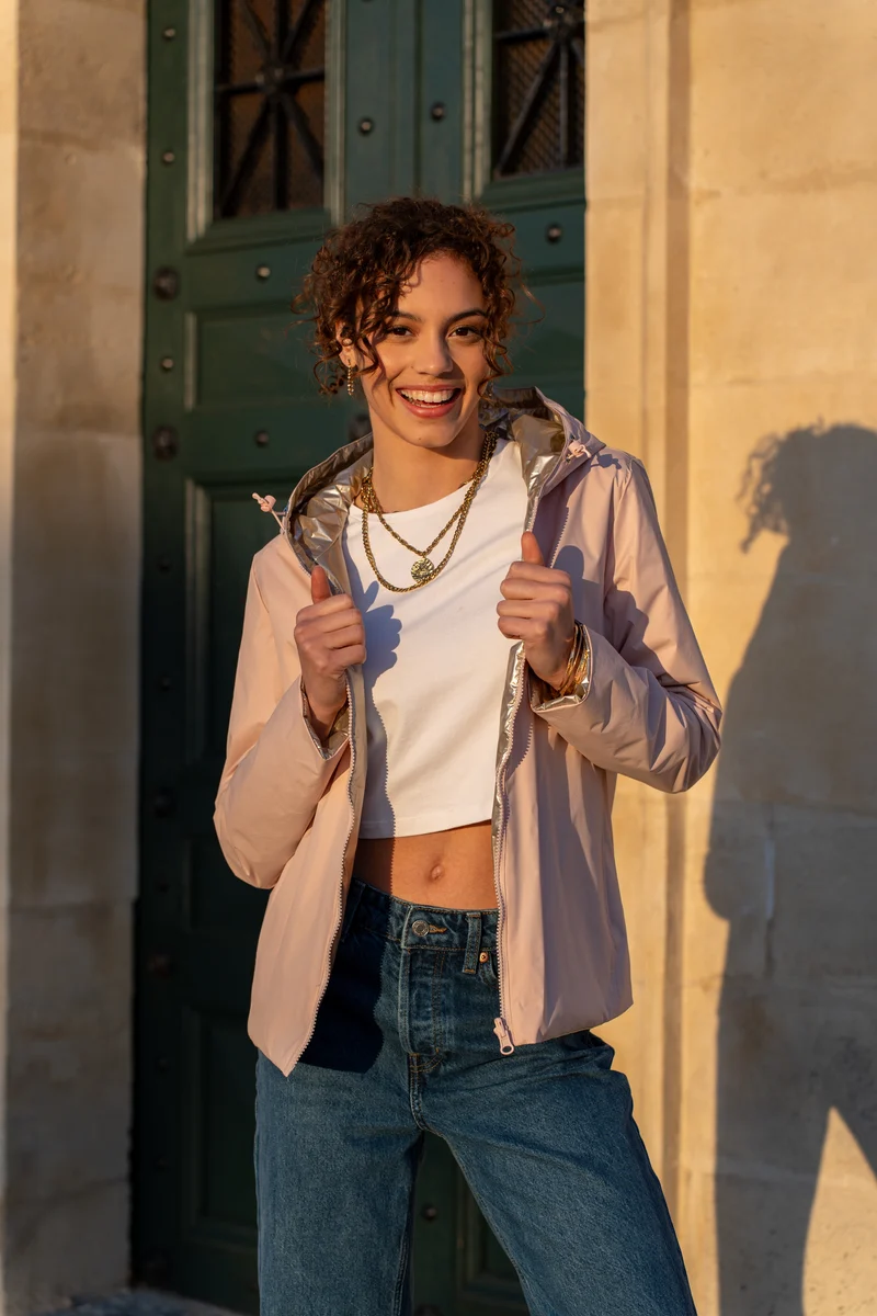 Imperméable réversible court mi-saison brillant