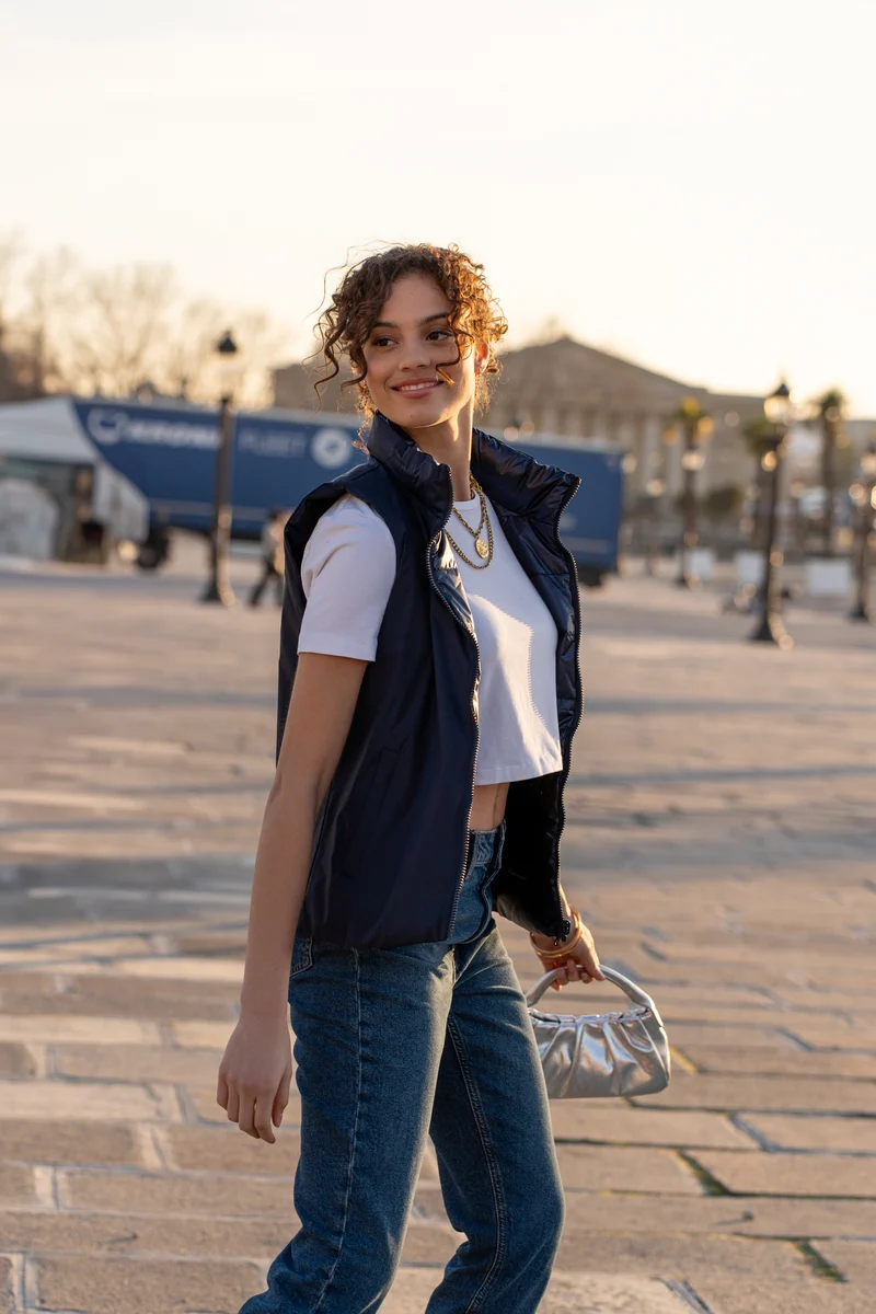 Doudoune sans manches réversible brillante