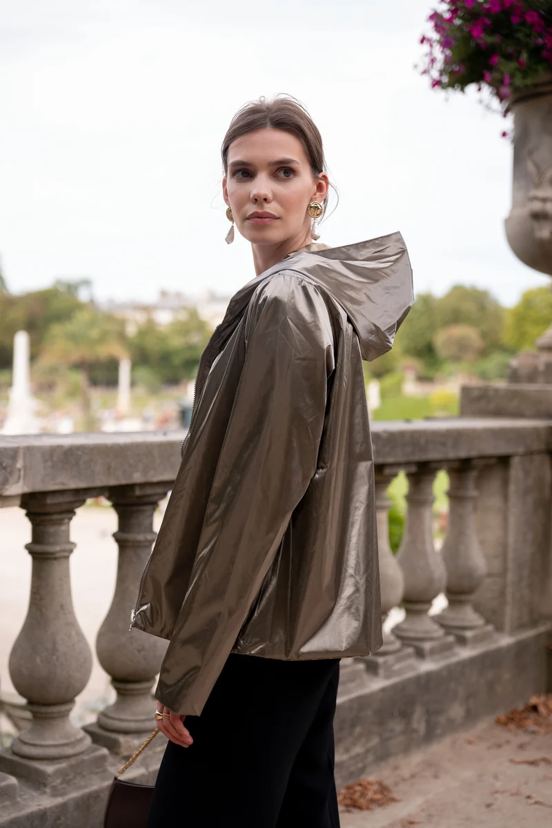 Imperméable réversible court léopard