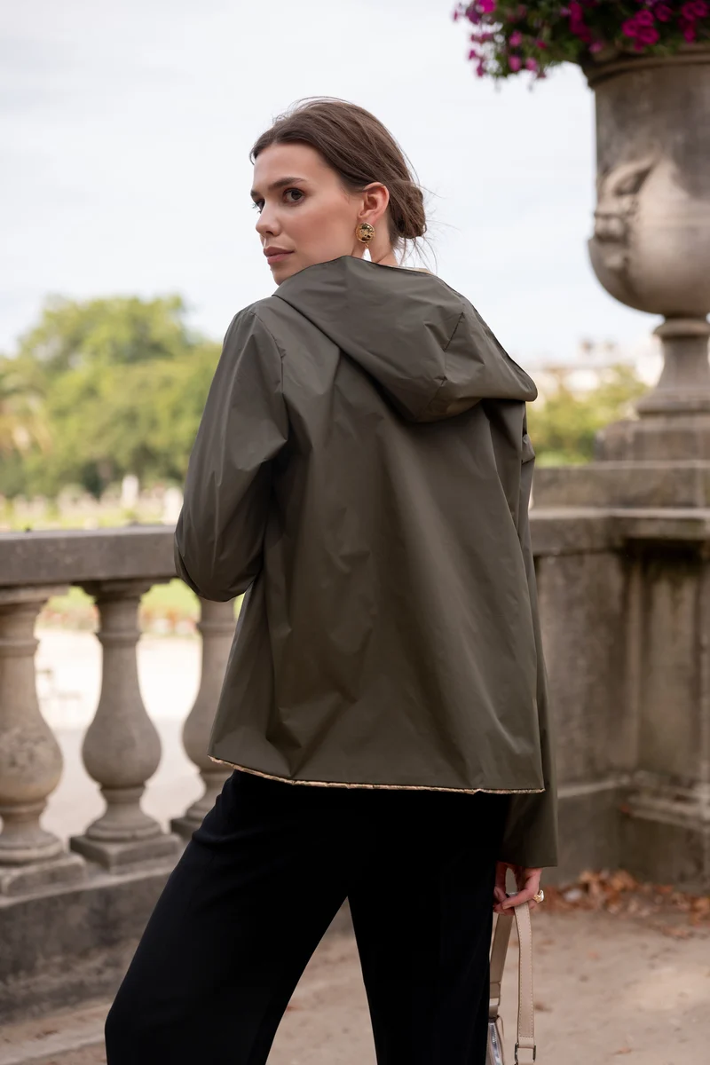 Imperméable réversible court léopard