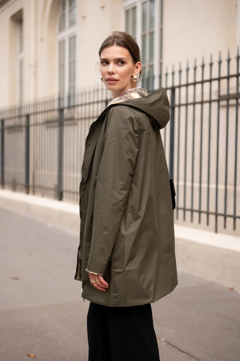 Imperméable réversible long léopard
