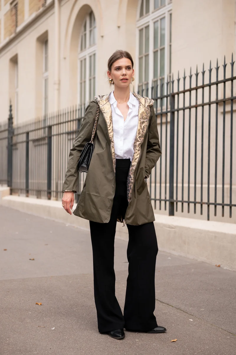 Imperméable réversible long léopard