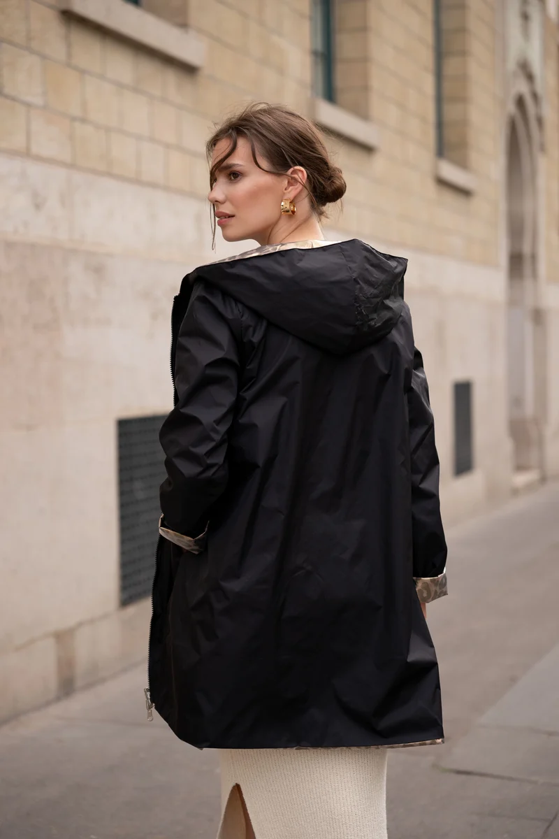 Imperméable réversible long léopard