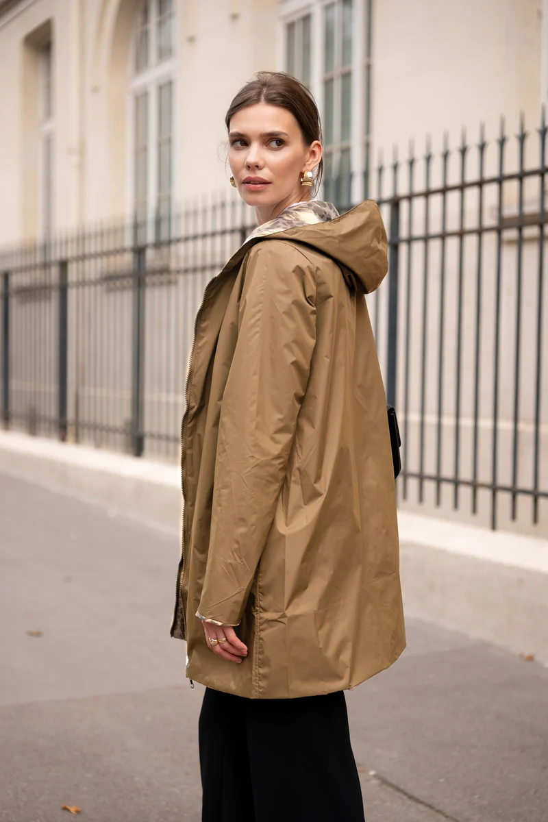 Imperméable réversible long léopard