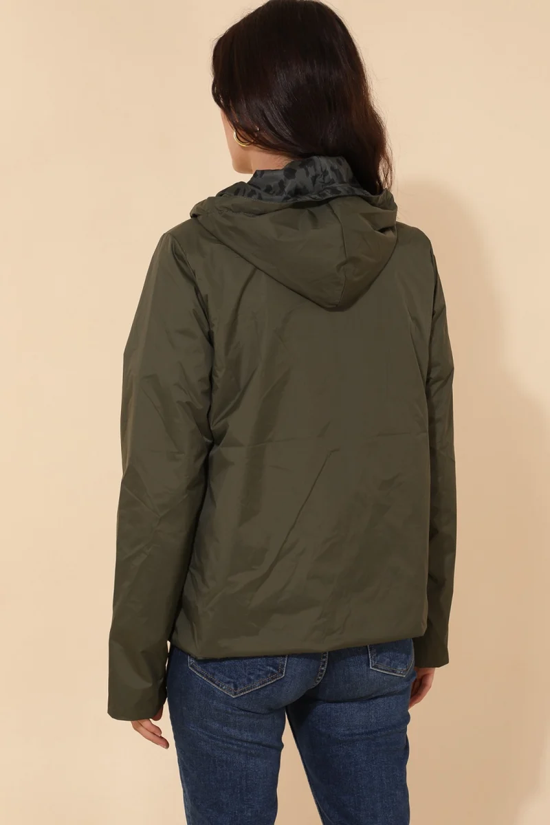 Imperméable réversible court mi-saison léopard